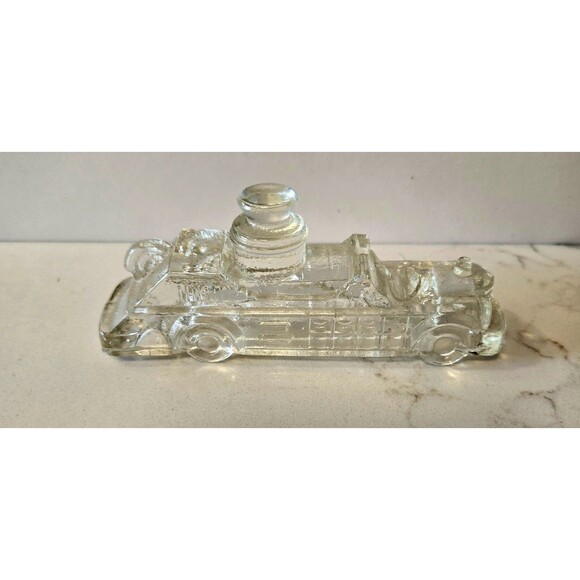 Vintage Glass Fire Engine Candy Container - Picture 1 of 4